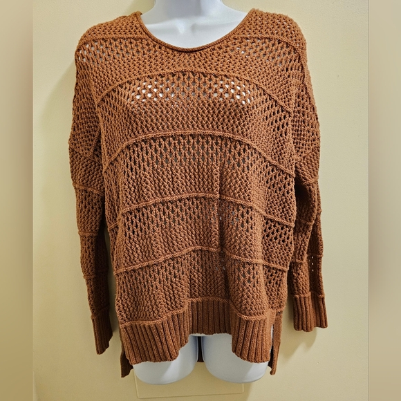 Universal Thread Rust Orange Crotchet Sweater, Large - Picture 1 of 7